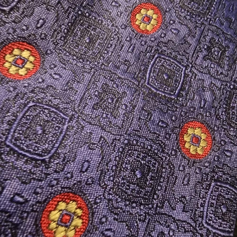 Vtg Fendi Roma‎ Tie 59" Red Blue/Purple Black Yellow Print Silk Italy - Picture 5 of 10
